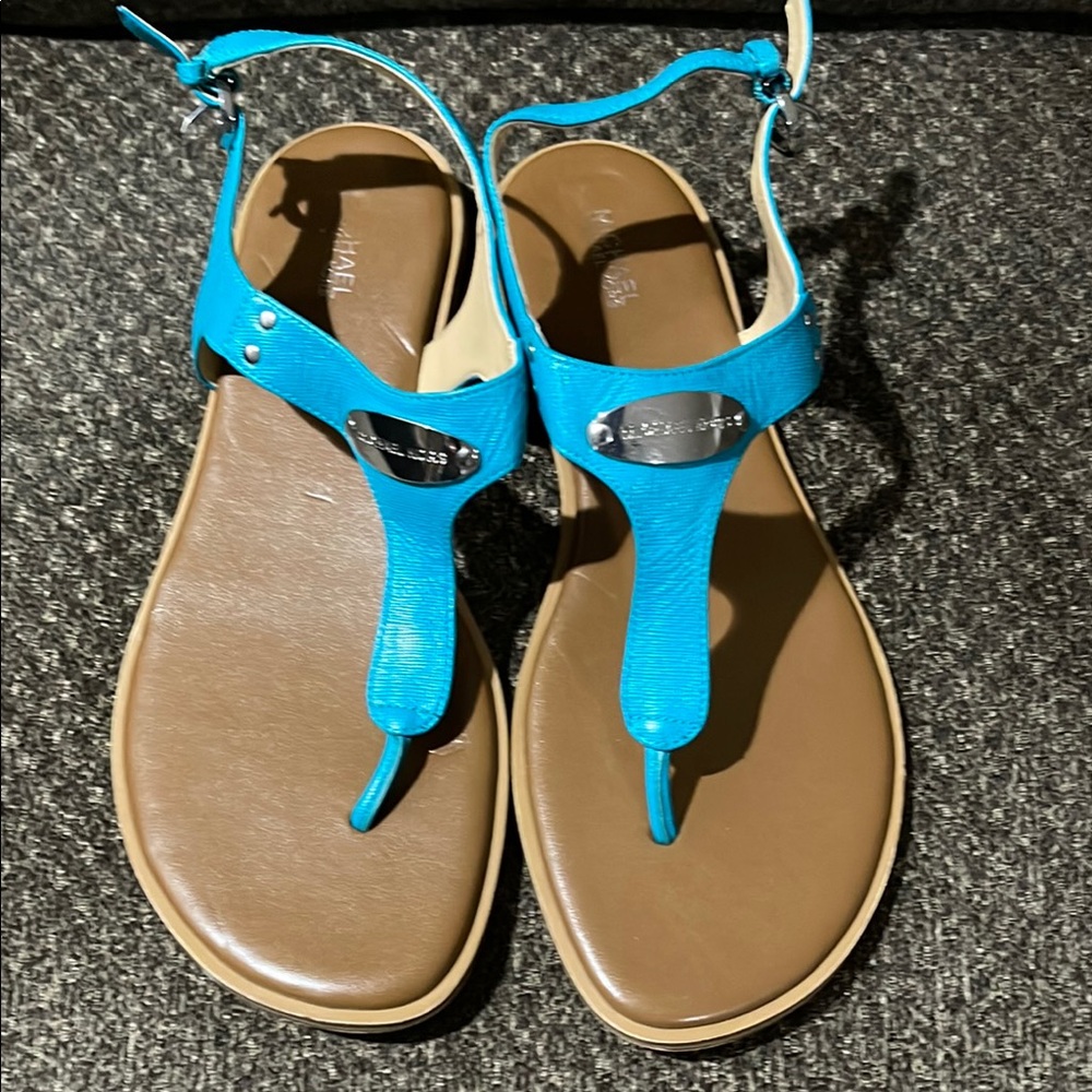Michael Kors Turquoise and Tan Sandals